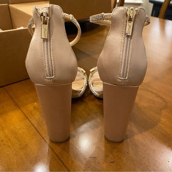 Jewel Badgley Mischka Champagne Lexie Knotted Platform Block Heel Size 9.5 - Picture 9 of 10